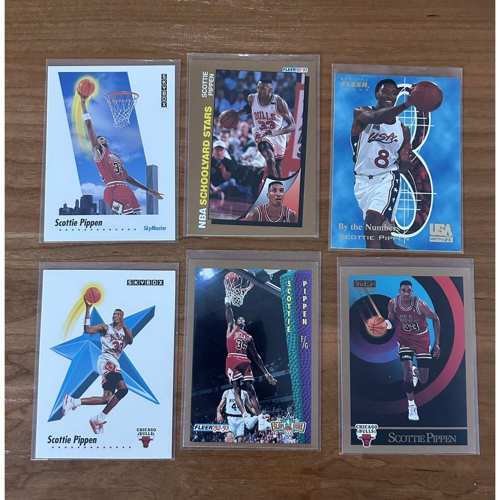 Varied Basketball Trading Card Lot of 6 Scottie Pippen Chicago Bulls (Z2)